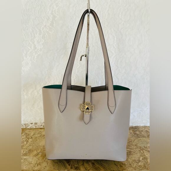 KATE SPADE LIGHT GRAY TOTE SHOULDER BAG - Picture 1 of 9
